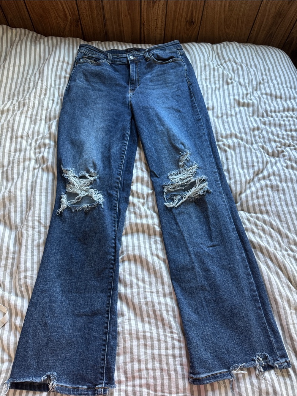 Distressed High-Rise straight-Leg Women's Jeans - Blue